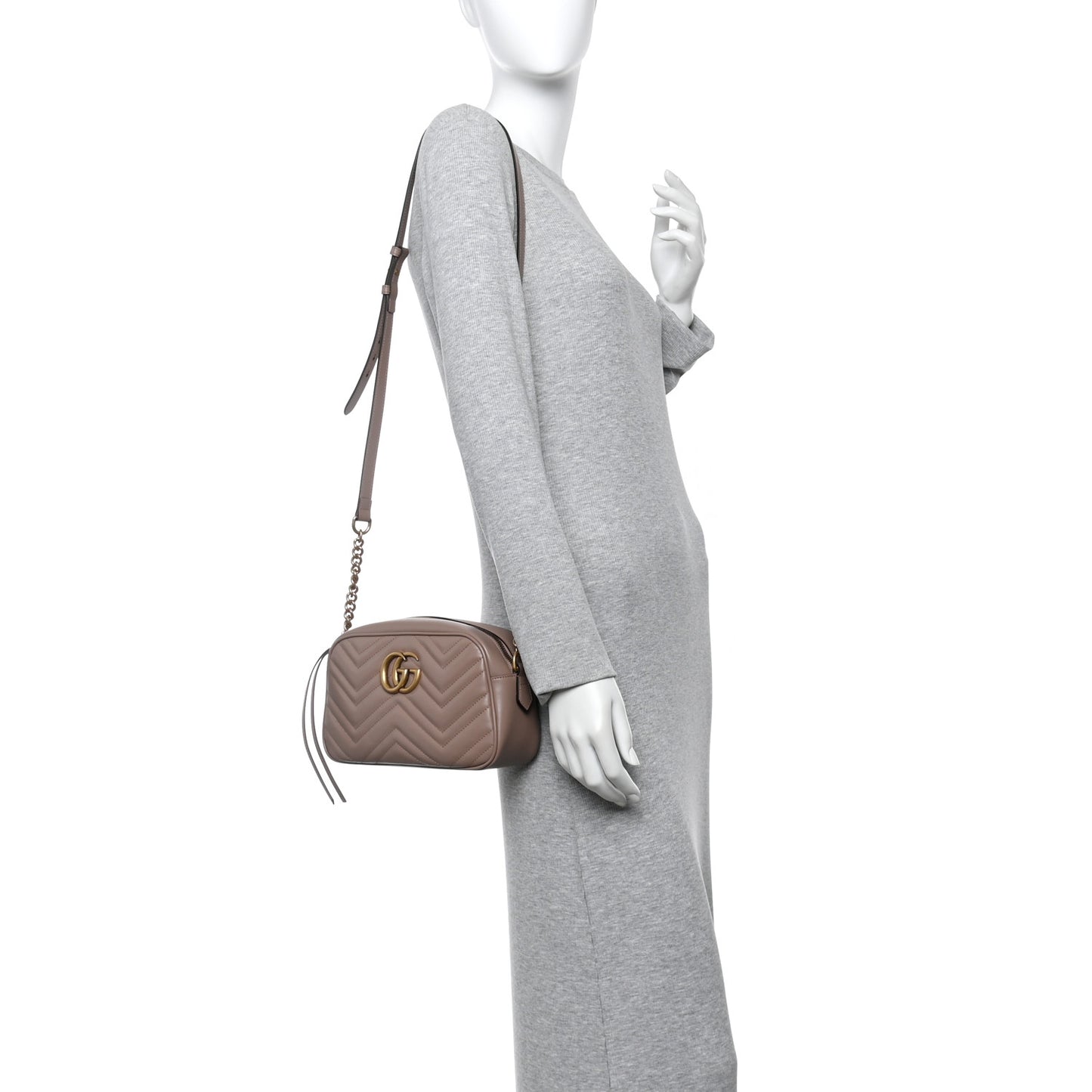 Calfskin Matelasse Small GG Marmont Chain Shoulder Bag Porcelain Rose