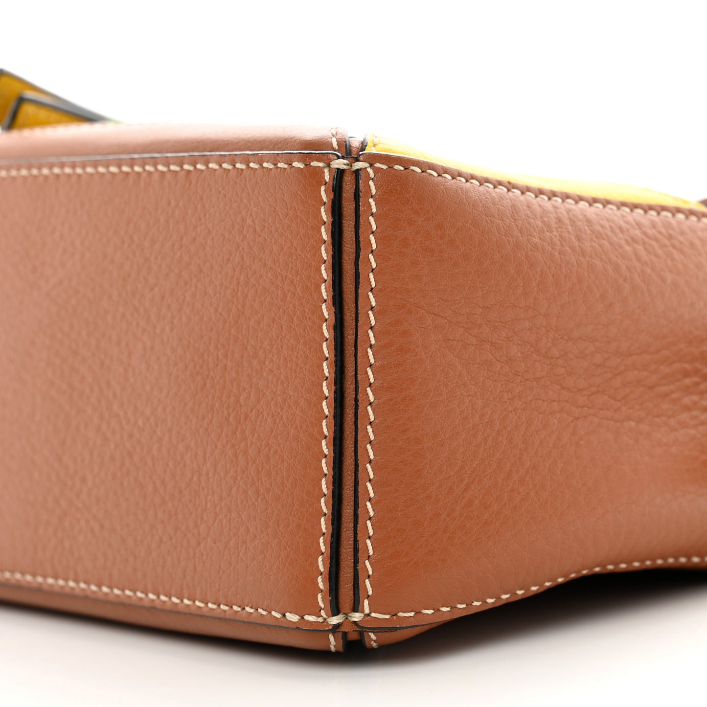 Calfskin Embroidered Floral Small Puzzle Bag Tan Yellow