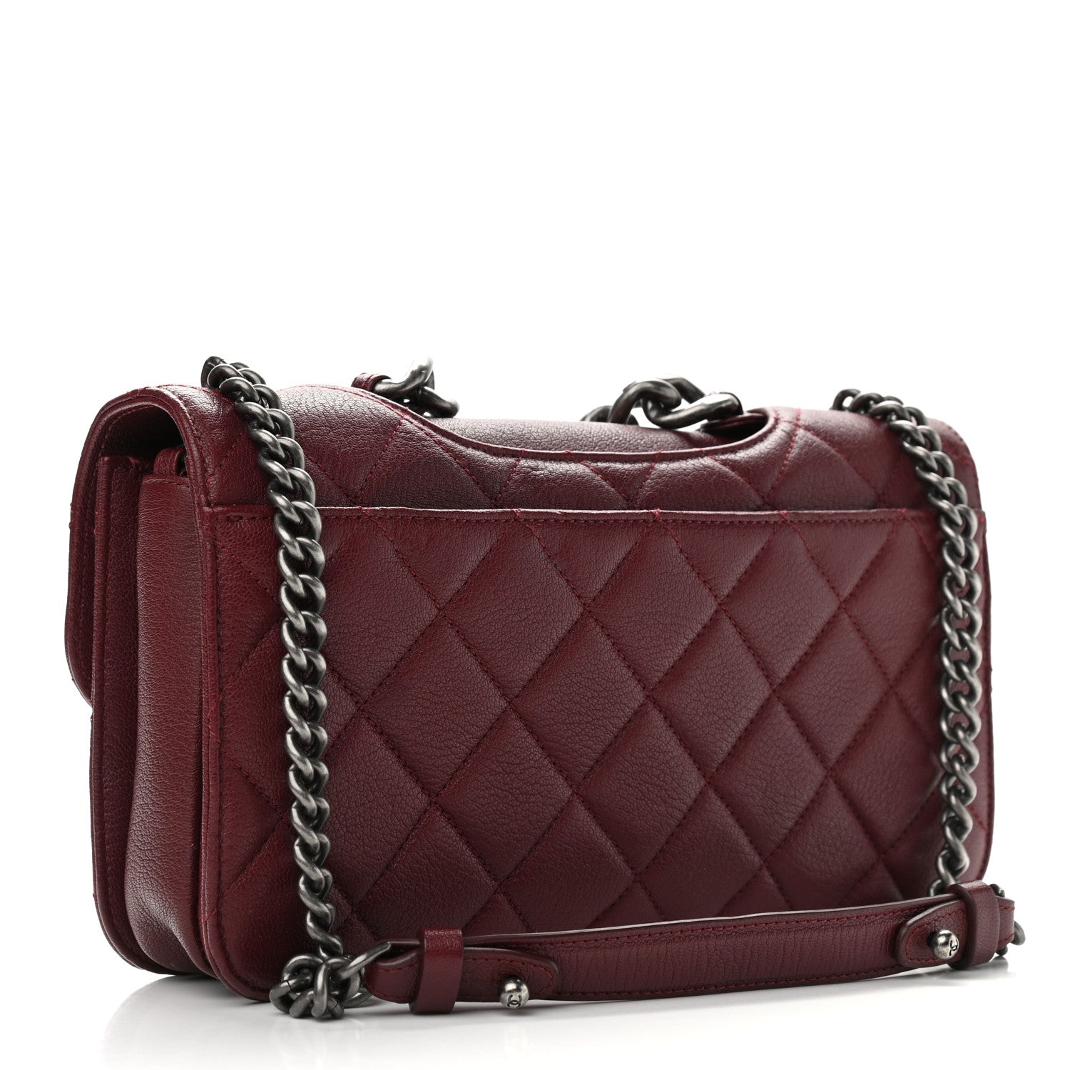 Chanel Goatskin Quilted Medium Perfect Edge Flap Burgundy 3 of 13