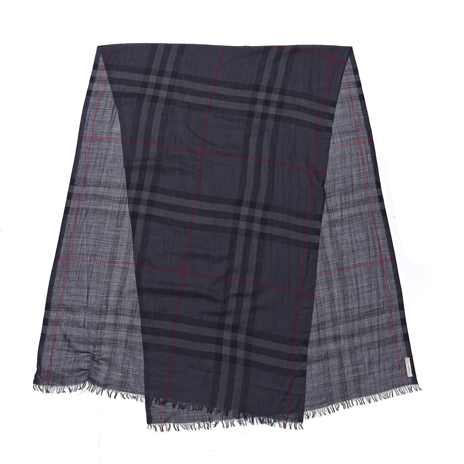 Burberry Wool Silk Gauze Giant Check Scarf Grey 3 of 6