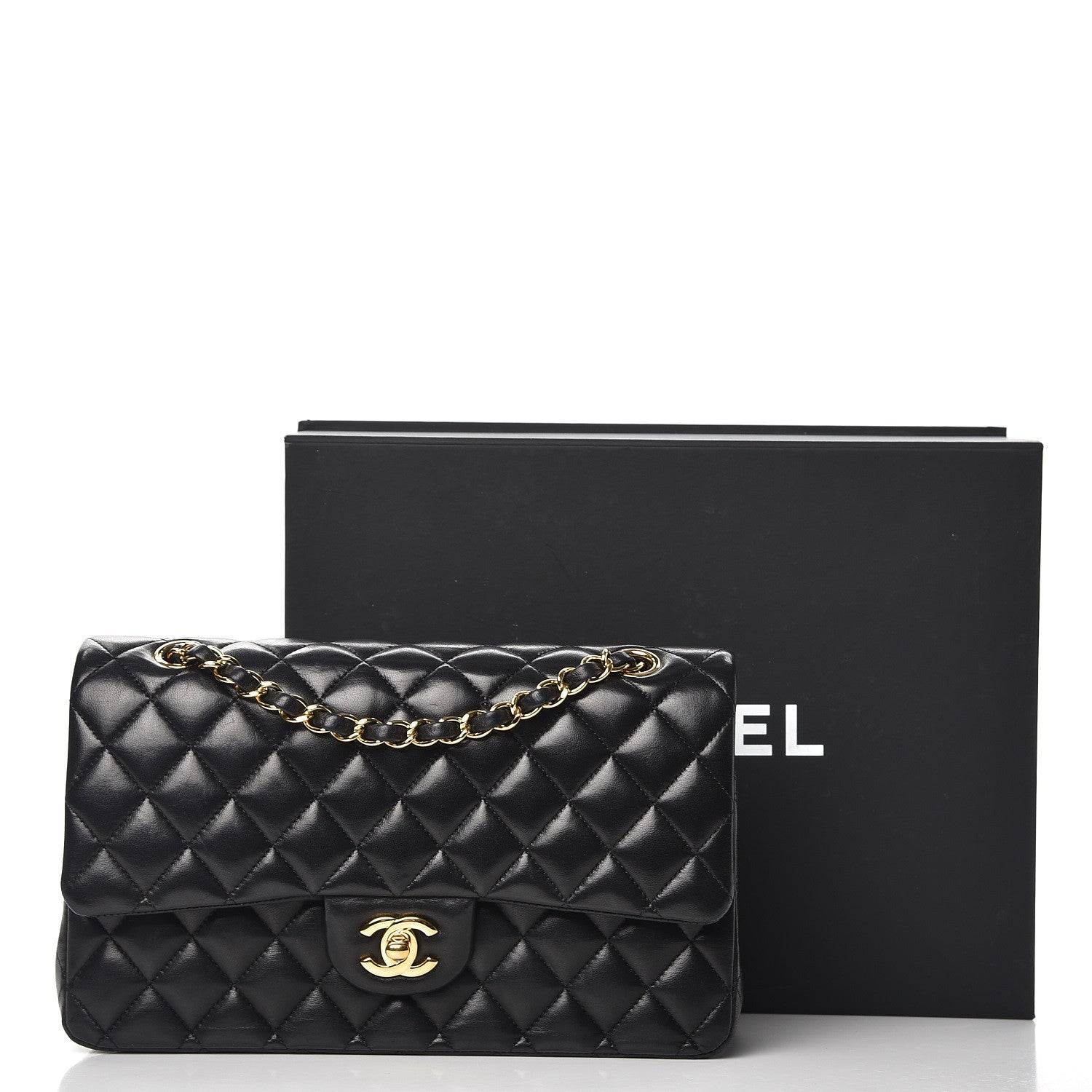Chanel Lambskin Quilted Medium Double Flap Black 15 of 15