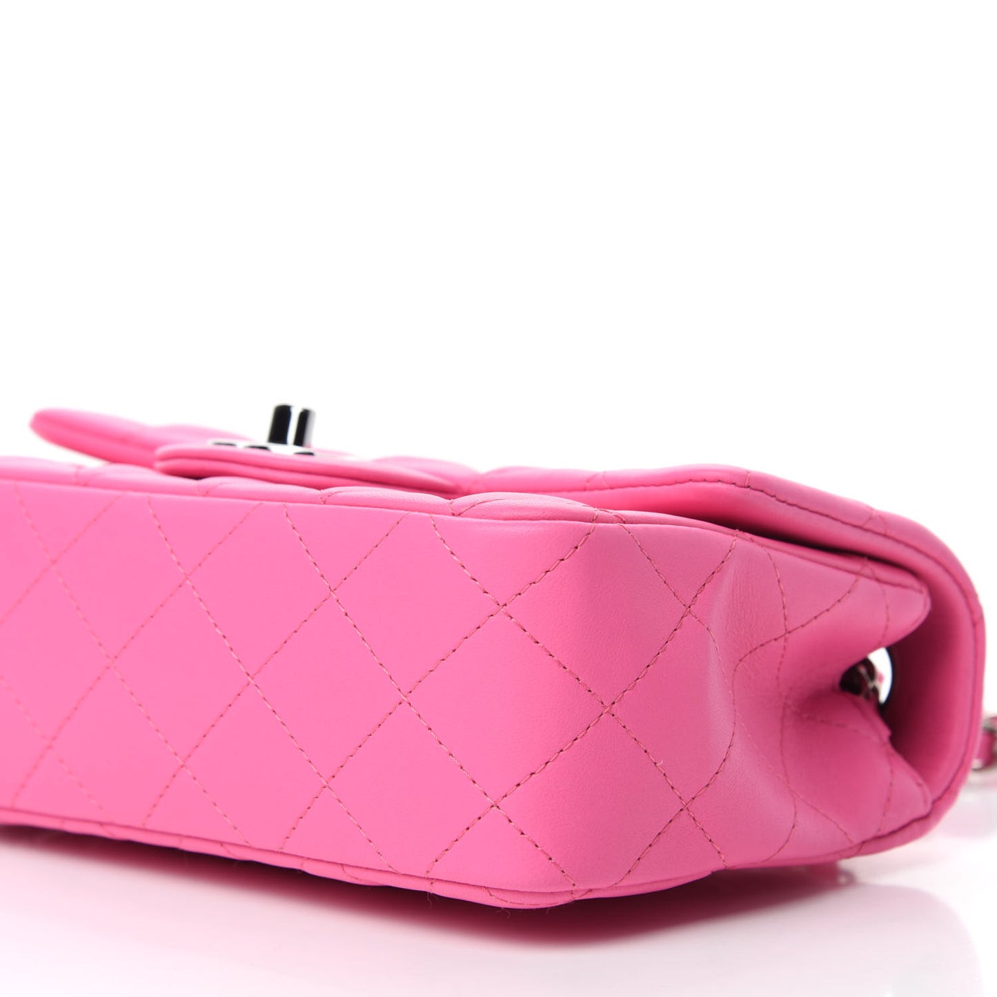 Lambskin Quilted Mini Rectangular Flap Neon Pink
