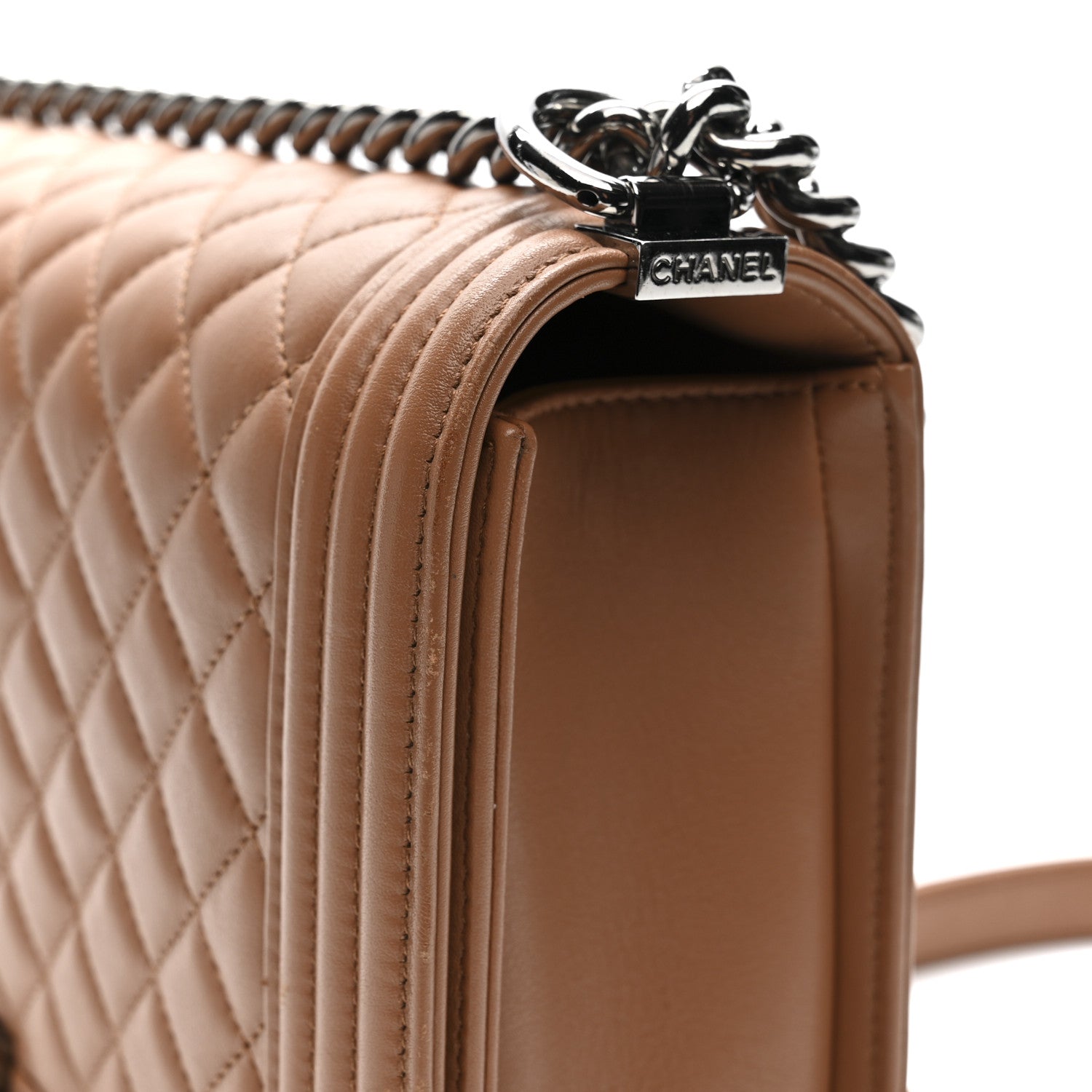 Chanel Calfskin Quilted New Medium Boy Flap Dark Beige 12 of 14