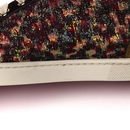 Christian Louboutin Crystal Metallic Suede Peacock Woven Lurex Gondolastrass Sneakers 36.5 Burgundy 12 of 14