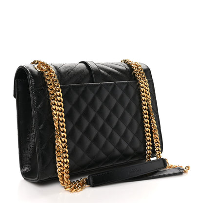 Saint Laurent Grain De Poudre Textured Mixed Matelasse Triquilt Medium Monogram Satchel Black 3 of 10