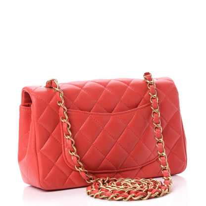 Chanel Lambskin Quilted Mini Rectangular Flap Red 3 of 15