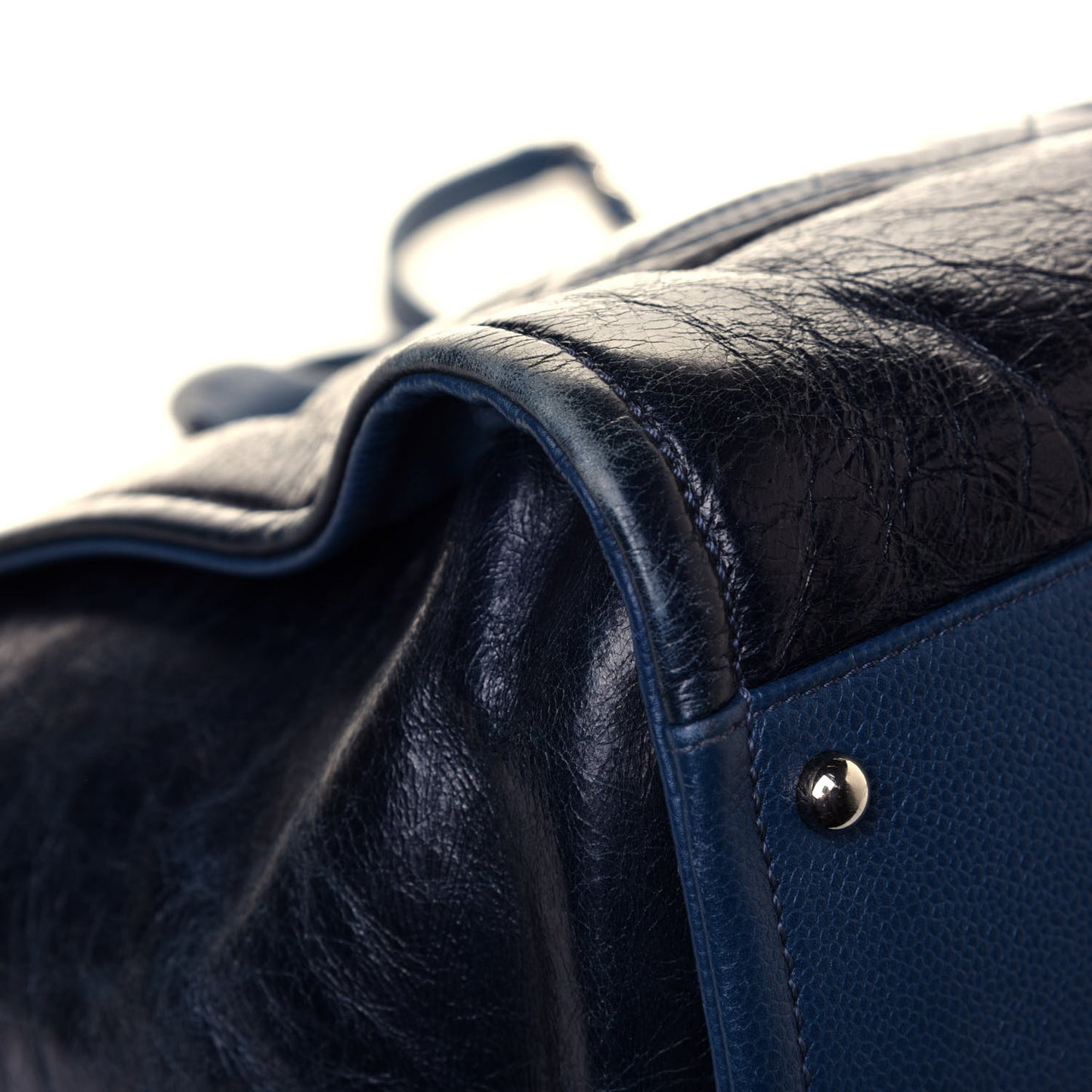Glazed Calfskin Large Deauville Tote Blue