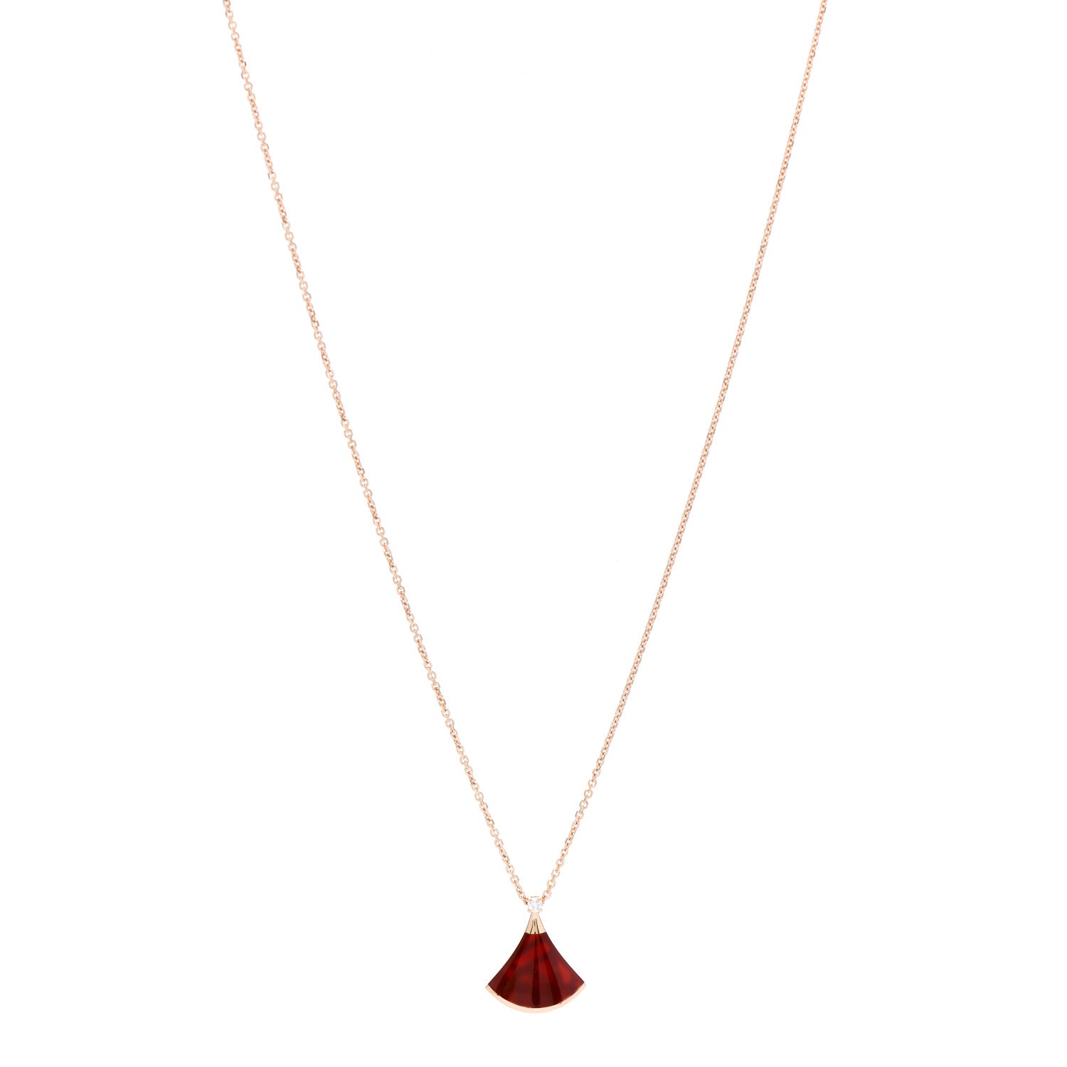 Bulgari 18K Rose Gold Diamond Carnelian Divas' Dream Pendant Necklace 1 of 8