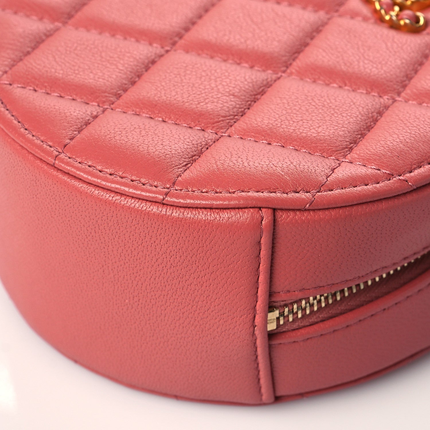 Chanel Goatskin Quilted Chanel 19 Round Clutch With Chain Coral 10 of 11