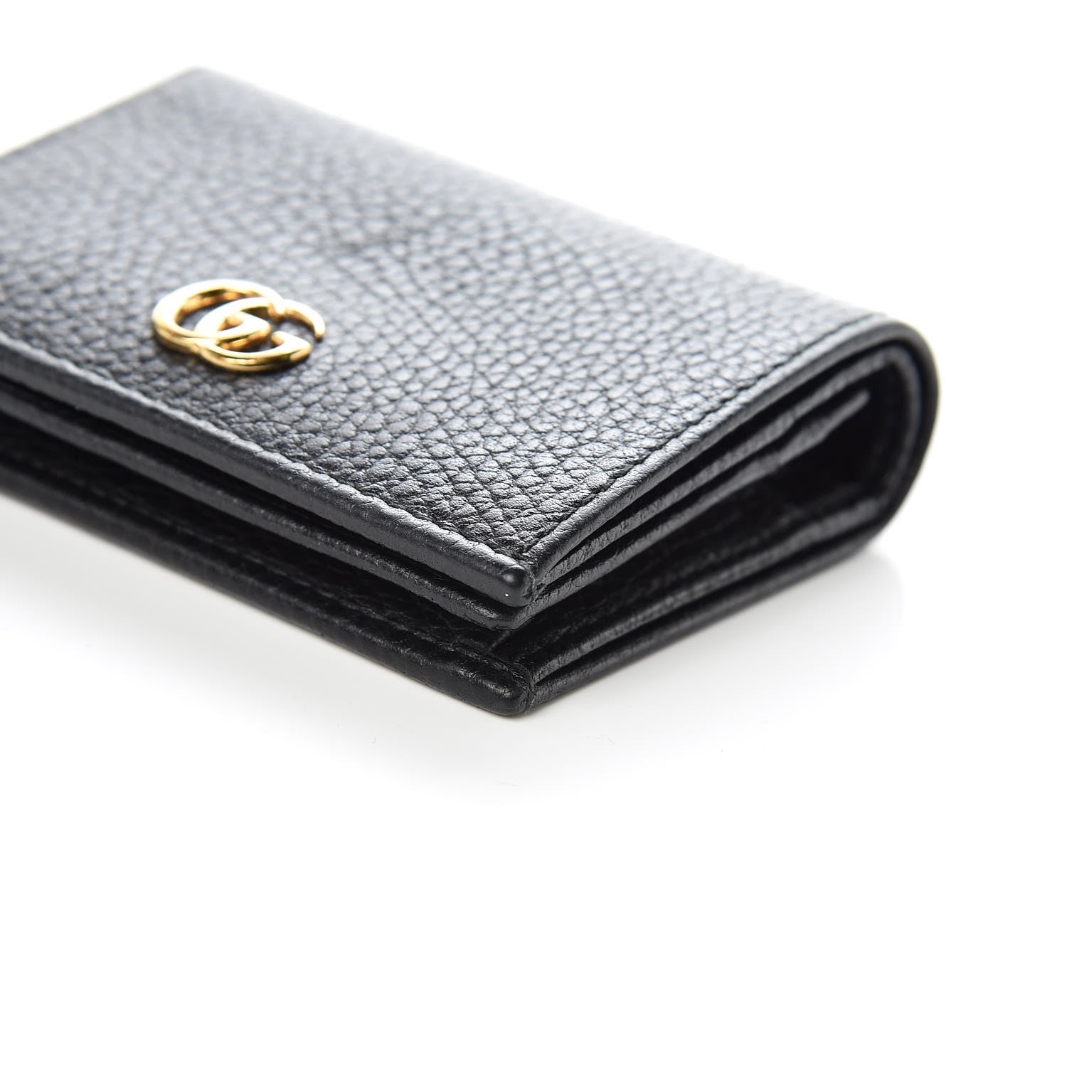 Gucci Pebbled Calfskin GG Marmont Card Case Black 9 of 10