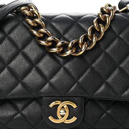 Chanel Shiny Sheepskin Quilted Large Trapezio Flap Black 7 of 12