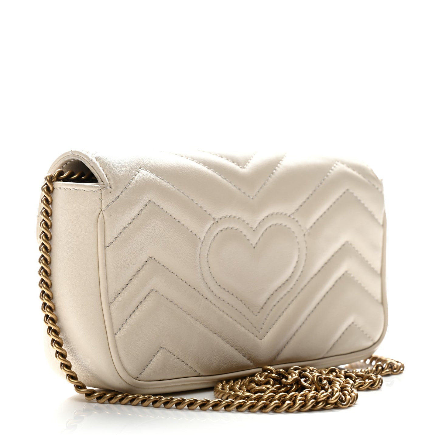 Calfskin Matelasse Super Mini GG Marmont Shoulder Bag White