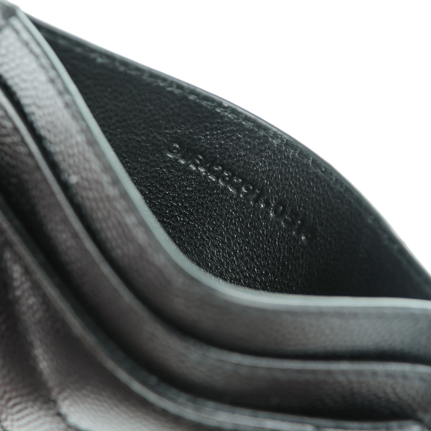 Saint Laurent Grain De Poudre Matelasse Chevron Monogram Credit Card Case Black 7 of 7