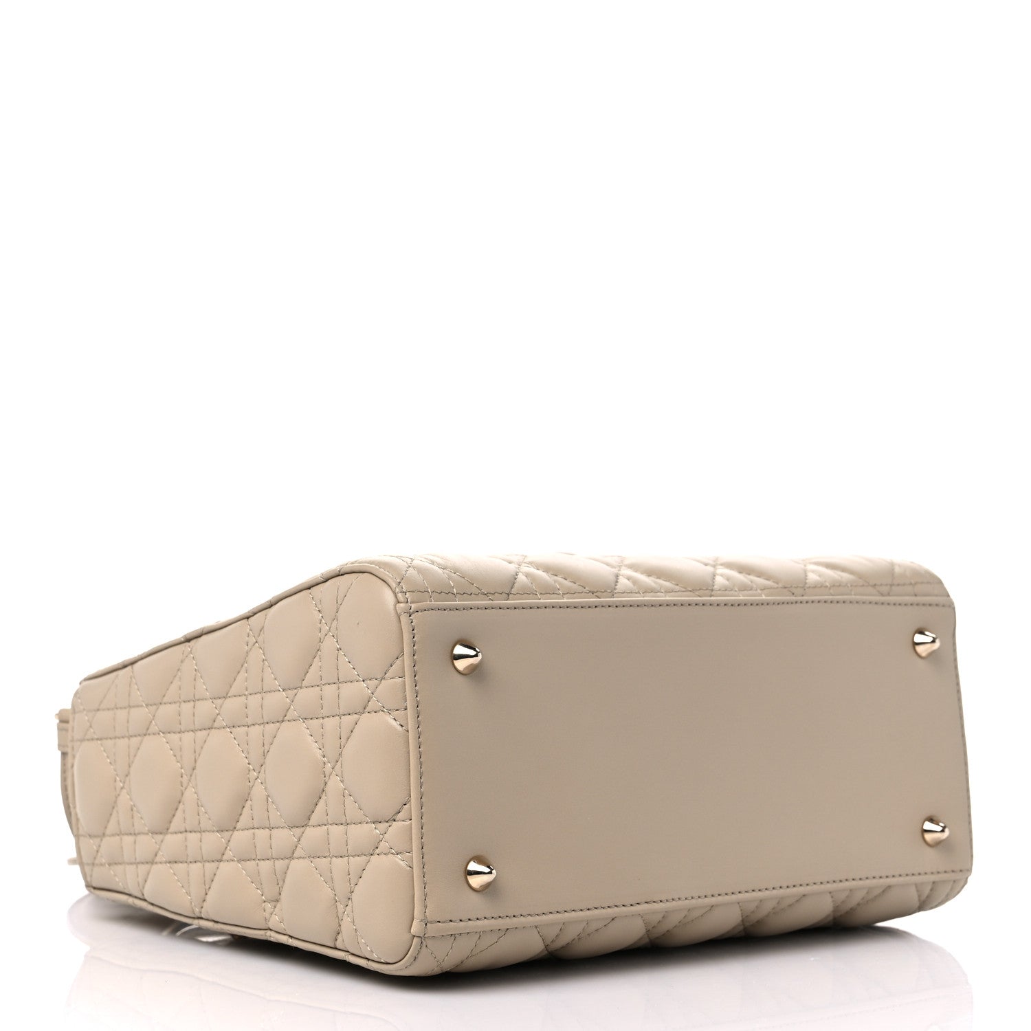 Christian Dior Lambskin Cannage Medium Lady Dior Beige 3 of 9