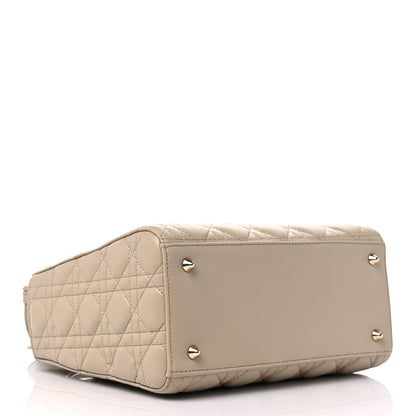 Christian Dior Lambskin Cannage Medium Lady Dior Beige 3 of 9