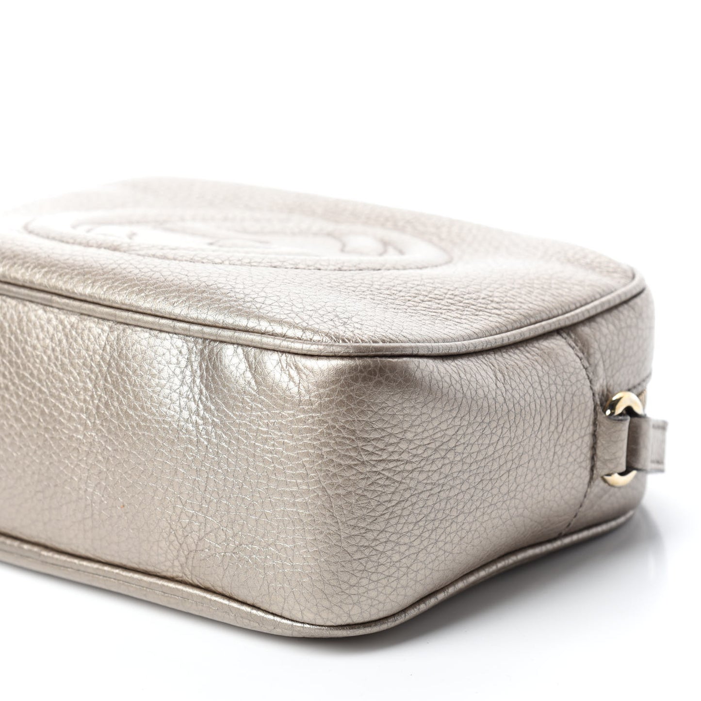 Metallic Pebbled Calfskin Small Soho Disco Bag Golden Beige
