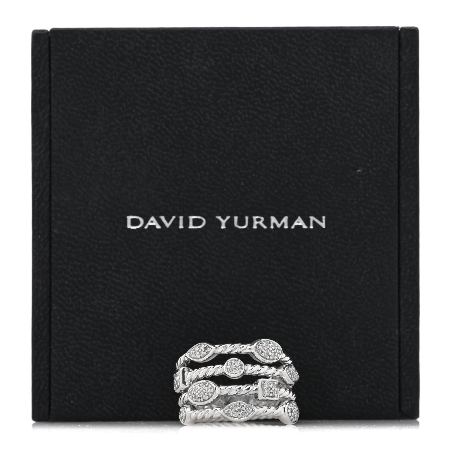 David Yurman Sterling Silver Diamond Confetti 4 Row Ring 53 6.25 5 of 5