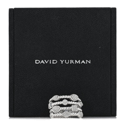 David Yurman Sterling Silver Diamond Confetti 4 Row Ring 53 6.25 5 of 5