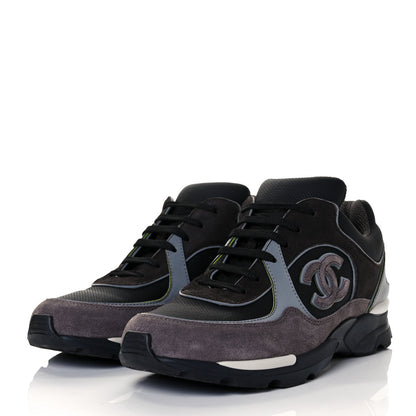 Chanel Calfskin Suede CC Sneakers 38 Black 3 of 10