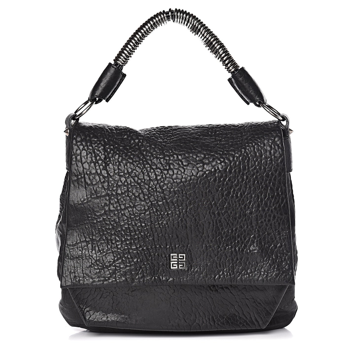 Pebbled Lambskin Shoulder Bag Black
