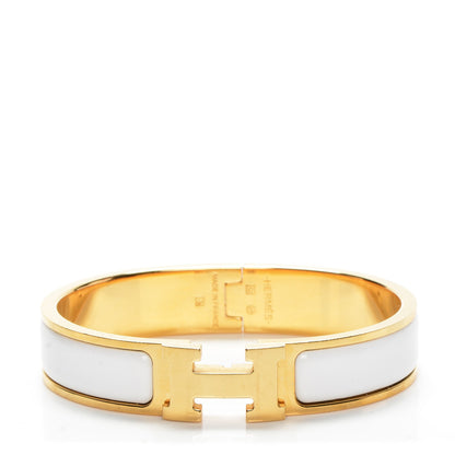 Hermes Enamel Narrow Clic Clac H Bracelet PM White 1 of 4