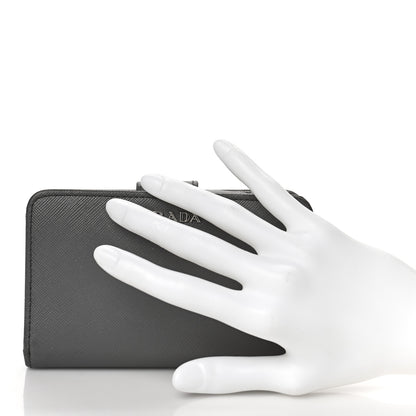 Prada Saffiano Metal Compact Wallet Marmo 2 of 11