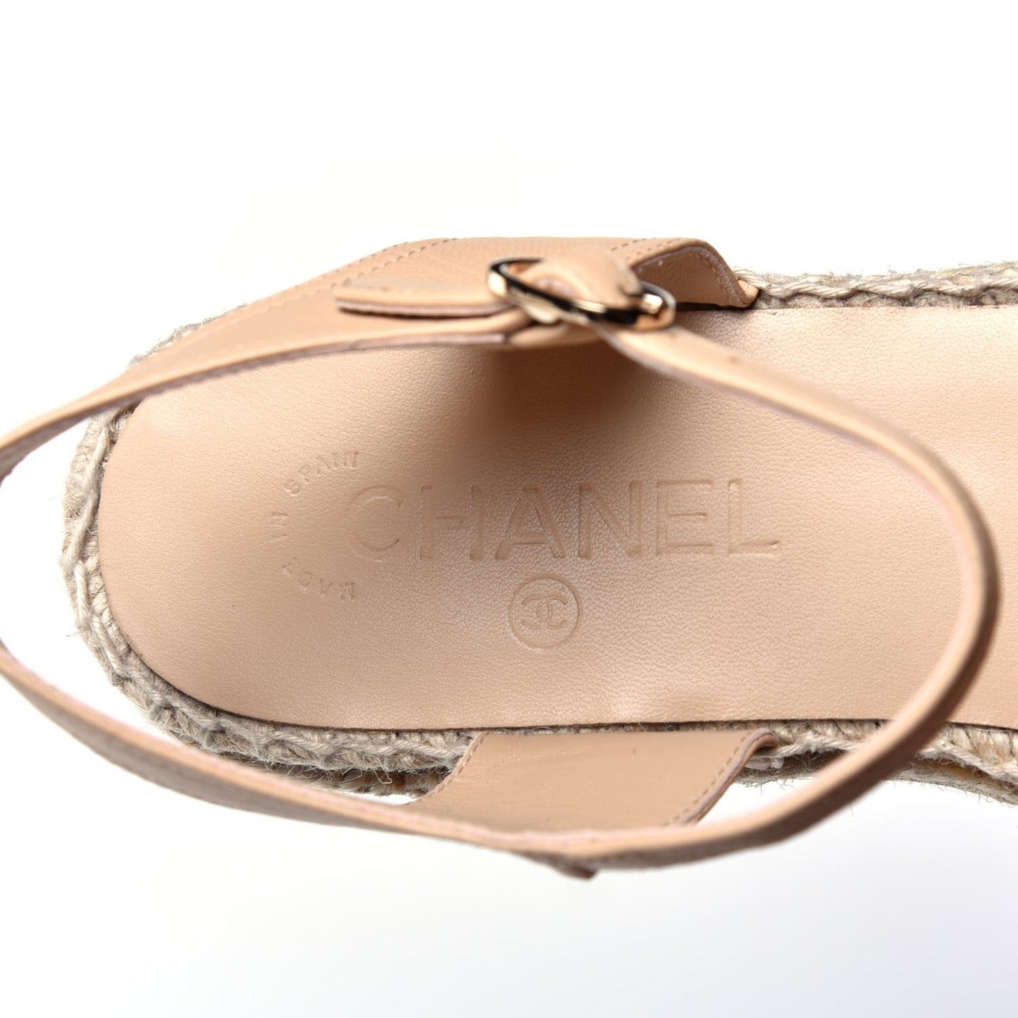 Lambskin Cap Toe CC Espadrille Sandals 40 Beige Black