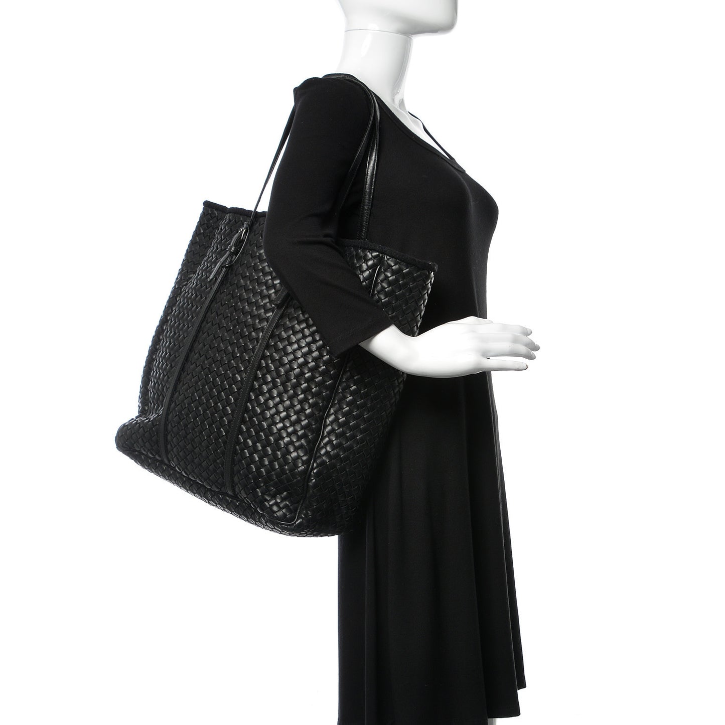 Wool Nappa Intrecciato Tote Black