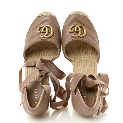 Gucci Nappa Matelasse GG Marmont Ankle Wrap Platform 35/120mm Espadrille Wedges 38 Porcelain Rose 2 of 10