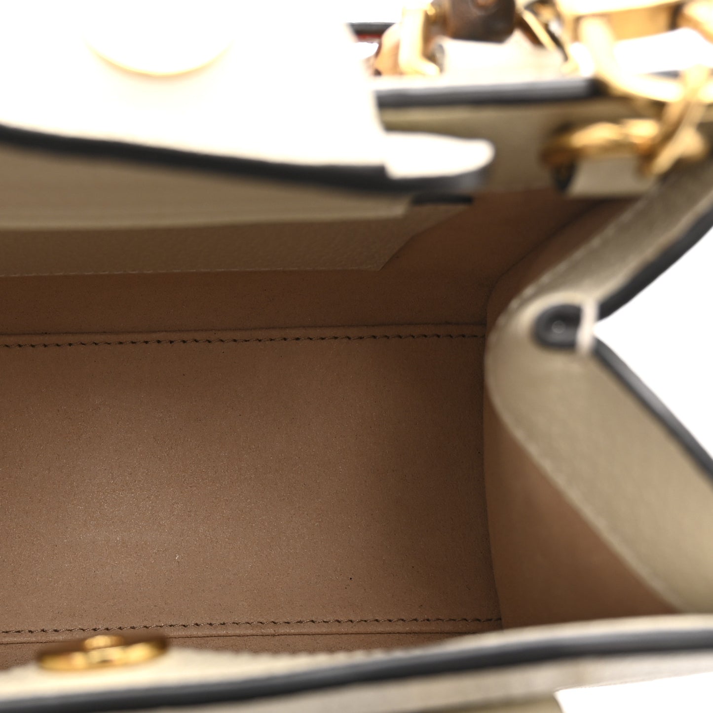 Textured Dollar Calfskin Web Mini Diana Tote Bag Mystic White