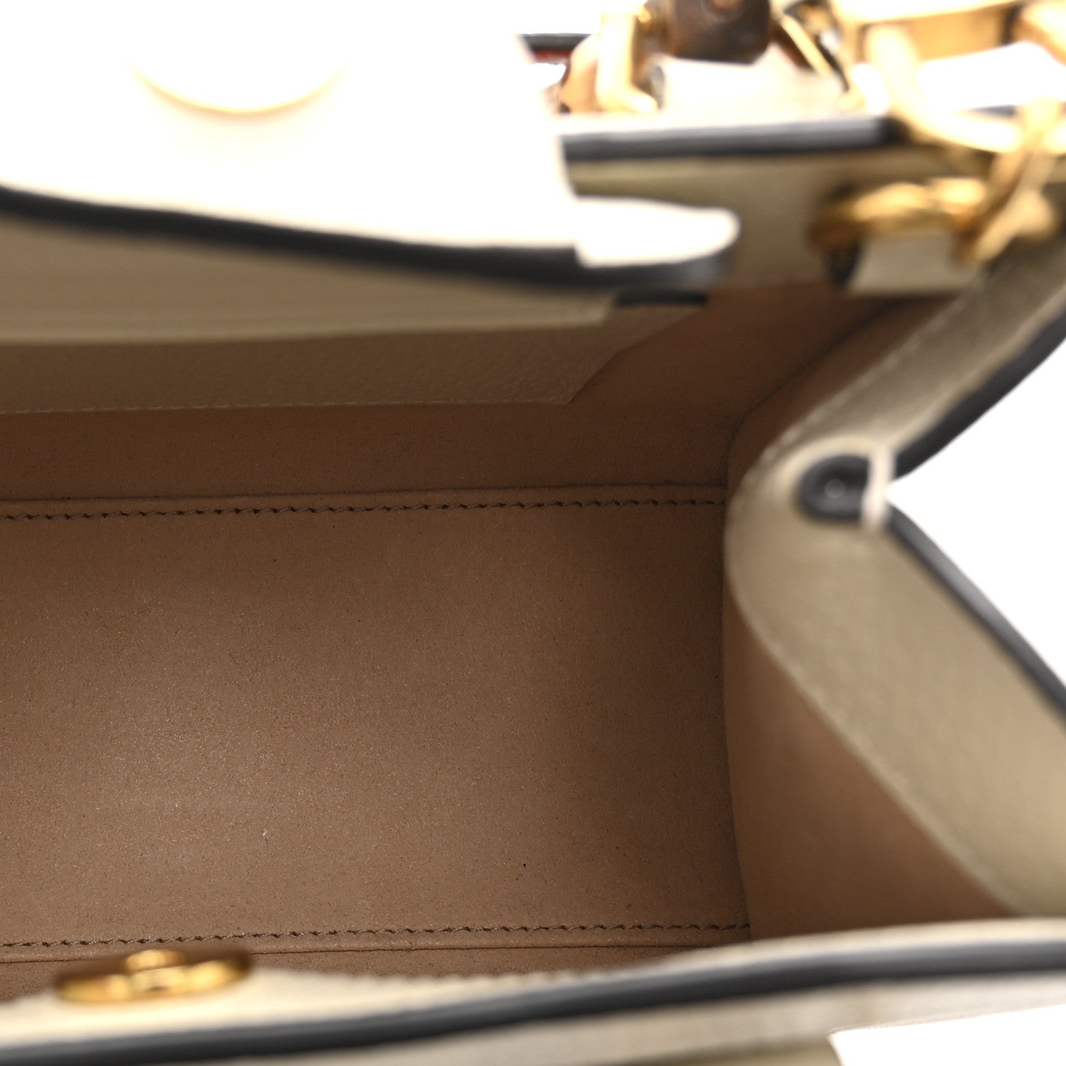 Gucci Textured Dollar Calfskin Web Mini Diana Tote Bag Mystic White 5 of 11