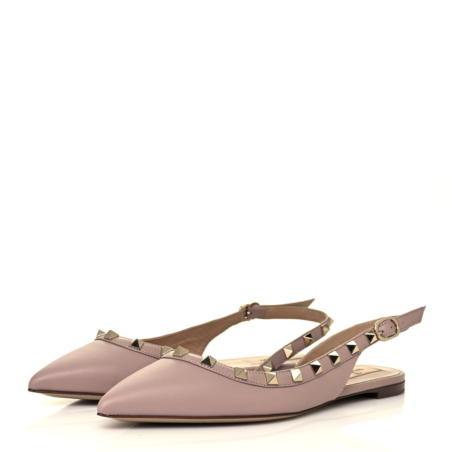 Valentino Garavani Nappa Rockstud Slingback Flats 37 Poudre 3 of 10