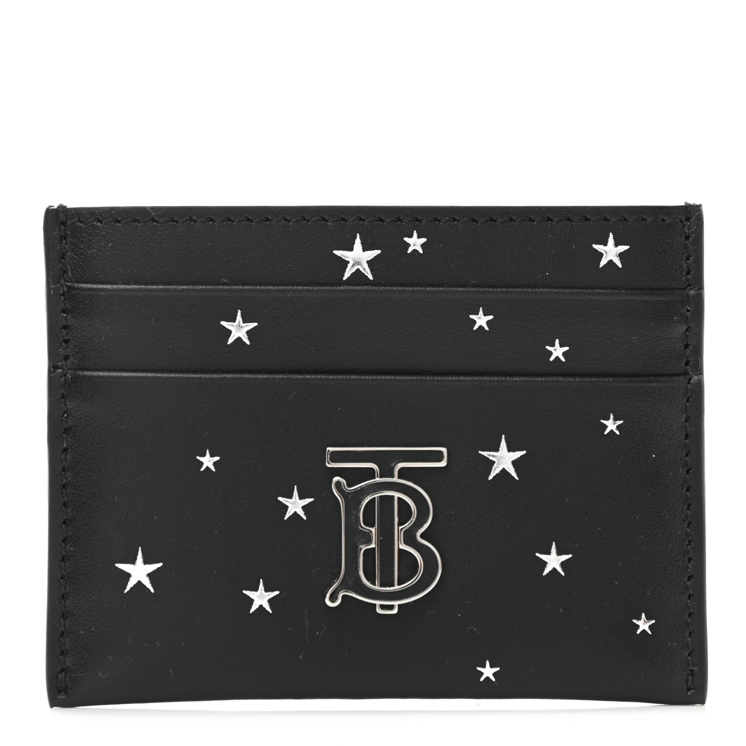 Burberry Calfskin Star Print Card Case Black 1 of 6