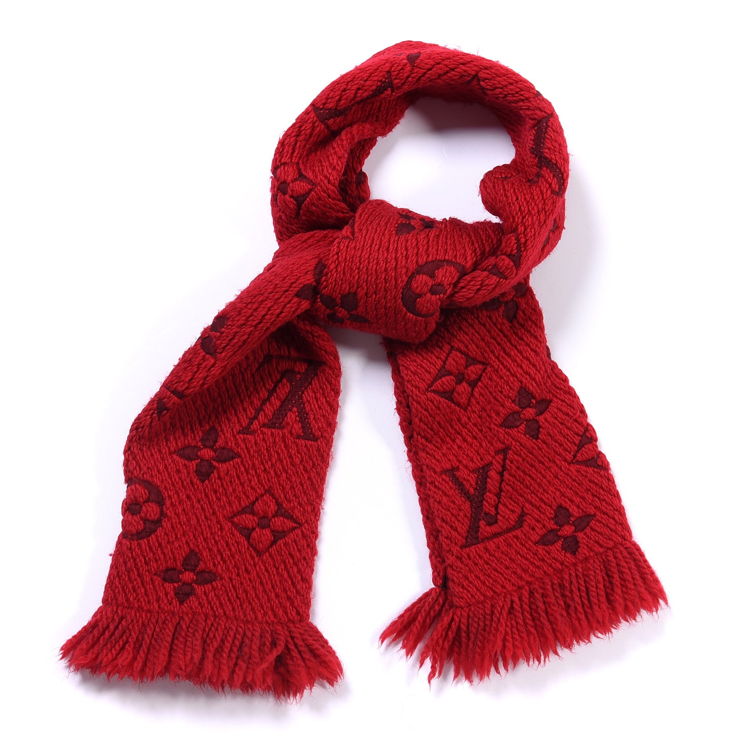 Louis Vuitton Wool Silk Logomania Scarf Rubis 1 of 4