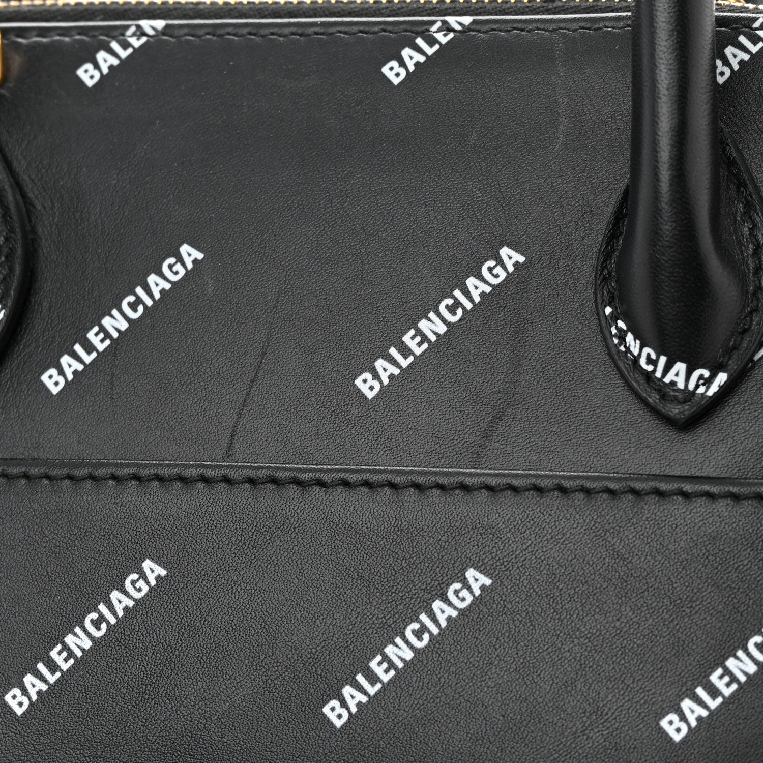 Balenciaga Calfskin Allover Logo S Ville Top Handle Bag Black White 17 of 22