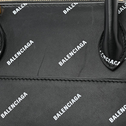 Balenciaga Calfskin Allover Logo S Ville Top Handle Bag Black White 17 of 22