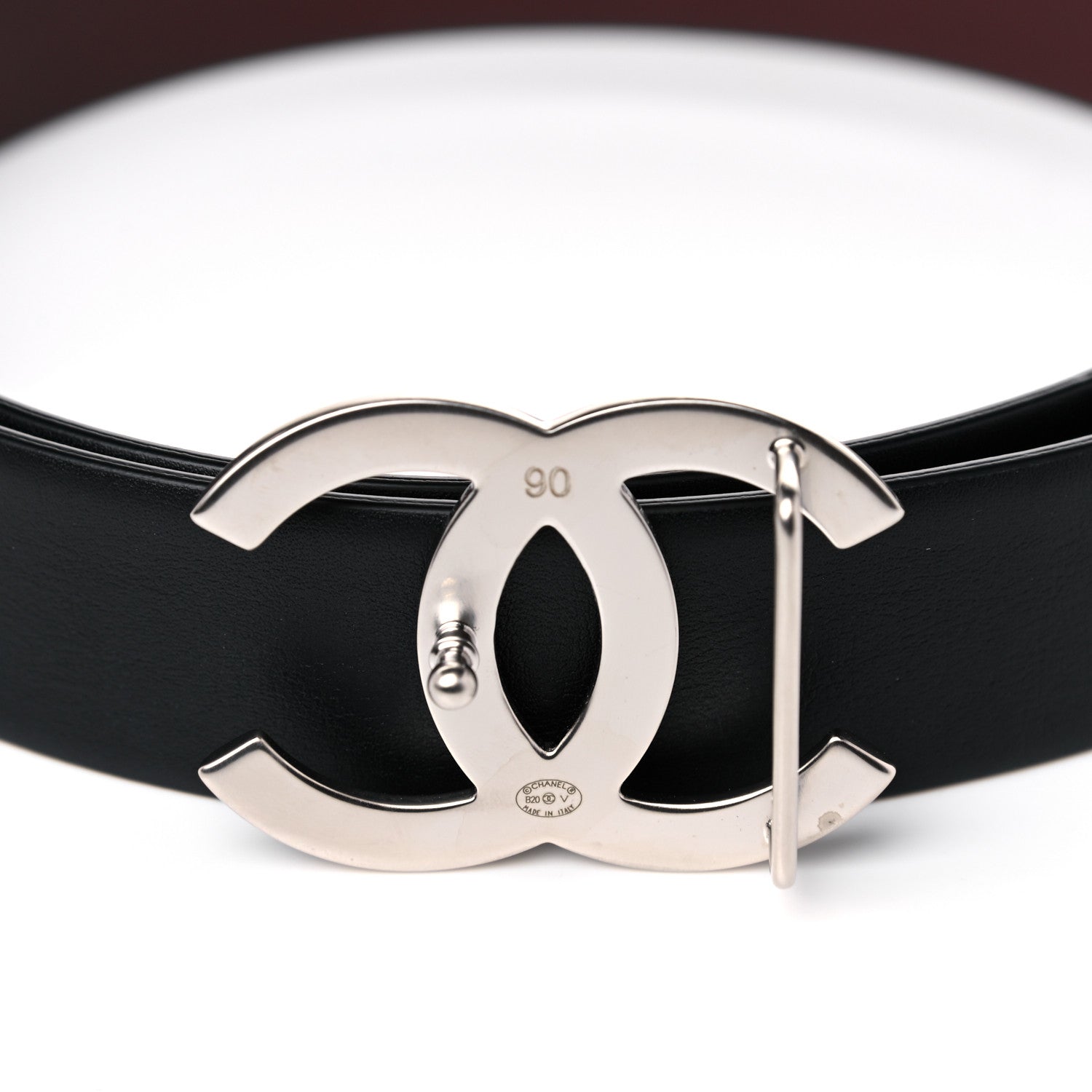Chanel Calfskin CC Reversible Belt 90 Black Burgundy 4 of 5