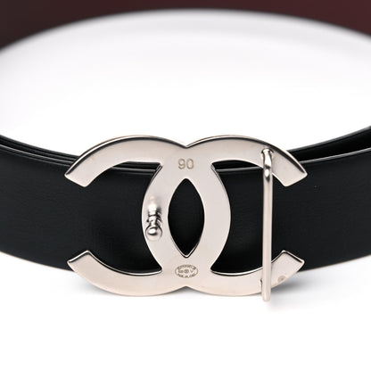 Chanel Calfskin CC Reversible Belt 90 Black Burgundy 4 of 5