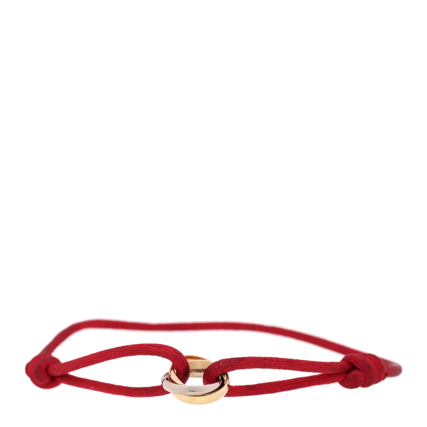 Cartier 18K Pink Yellow White Gold Trinity Cord Bracelet Red 1 of 3