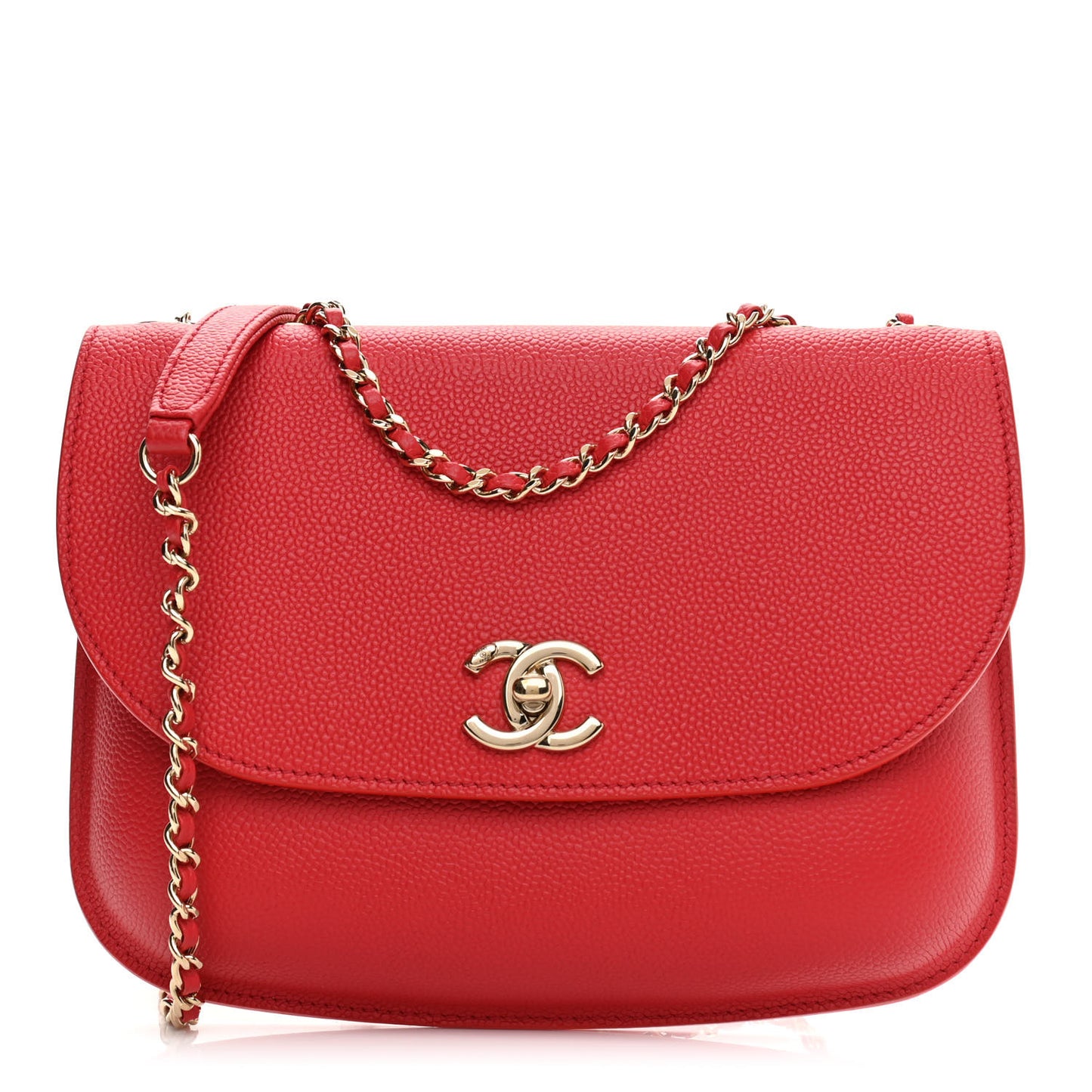 Caviar Flap CC Shoulder Bag Red