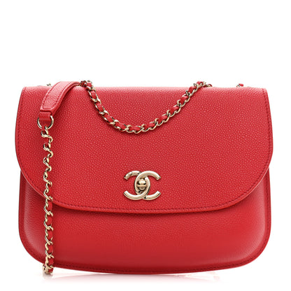 Chanel Caviar Flap CC Shoulder Bag Red 1 of 9