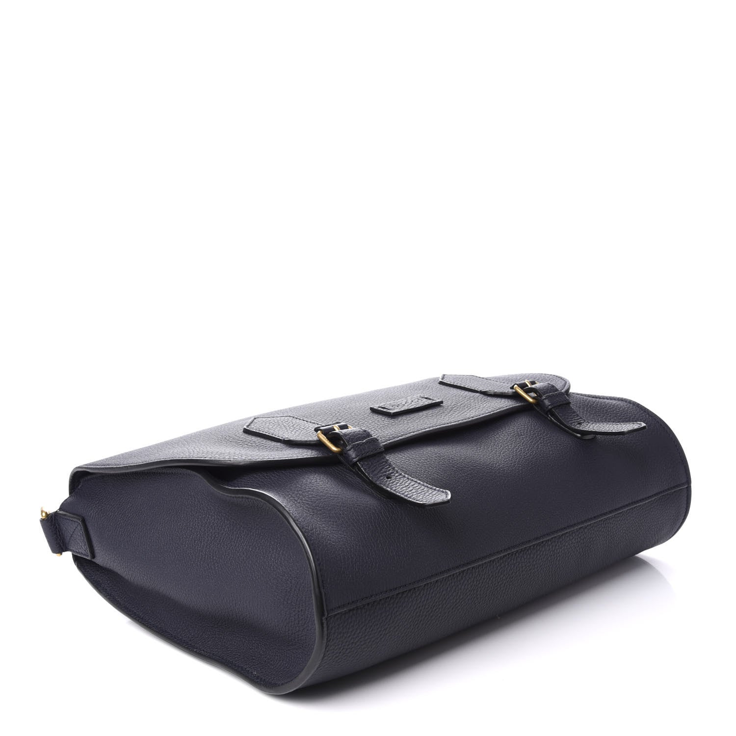 Gucci Grained Calfskin Mens Double Buckle Flap Messenger Bag Blue 4 of 9