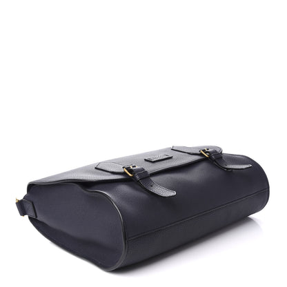 Gucci Grained Calfskin Mens Double Buckle Flap Messenger Bag Blue 4 of 9