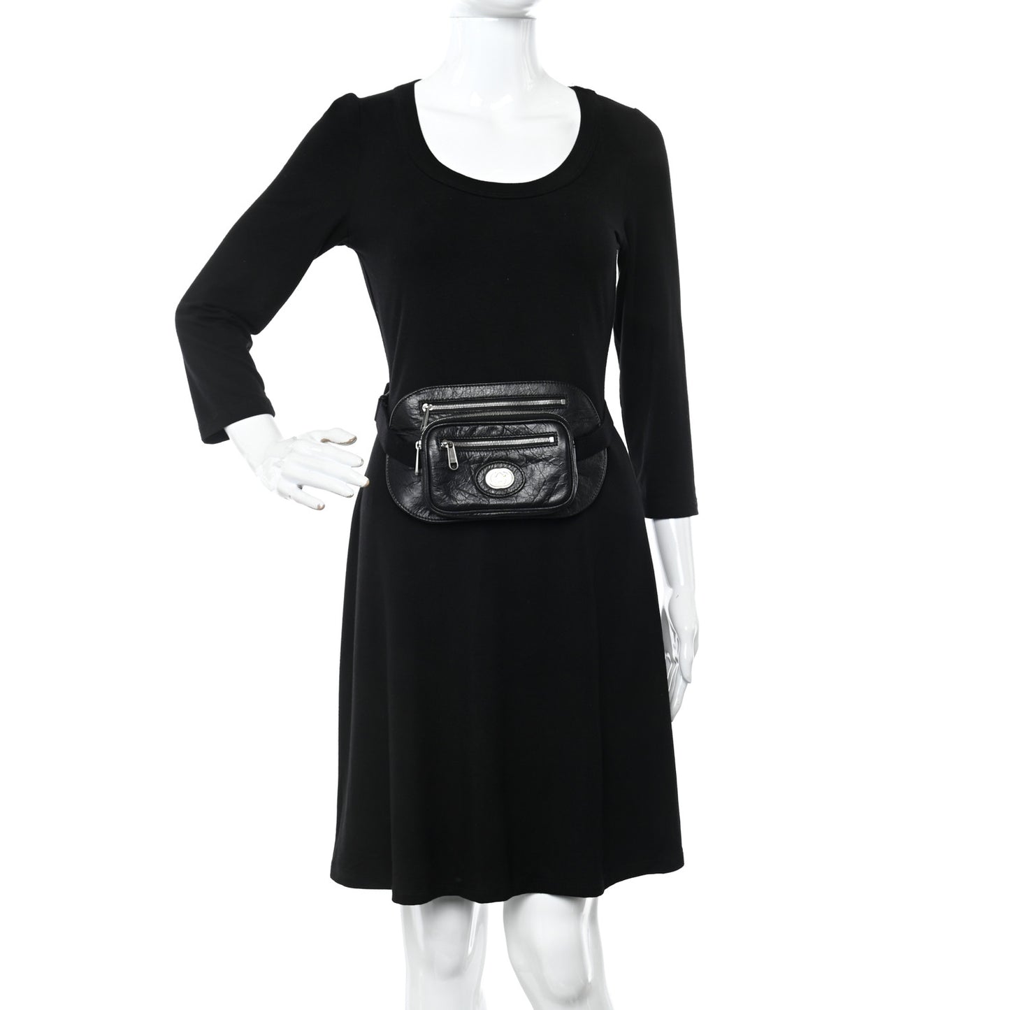 Fluffy Calfskin Morpheus Double Zip Belt Bag Black