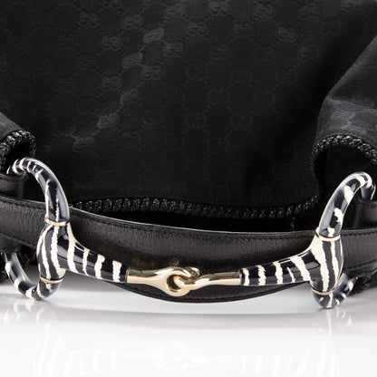 Gucci Monogram Large Horsebit Chain Hobo Black 8 of 8