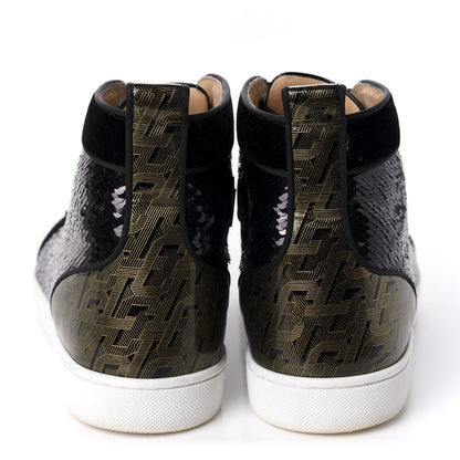 Christian Louboutin Sequin Patent Mens Louis Spikes Orlato Flat Sneakers 43 Black 6 of 11