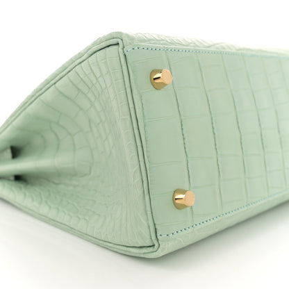 Hermes Matte Alligator Kelly Retourne 28 Vert D'eau 9 of 11