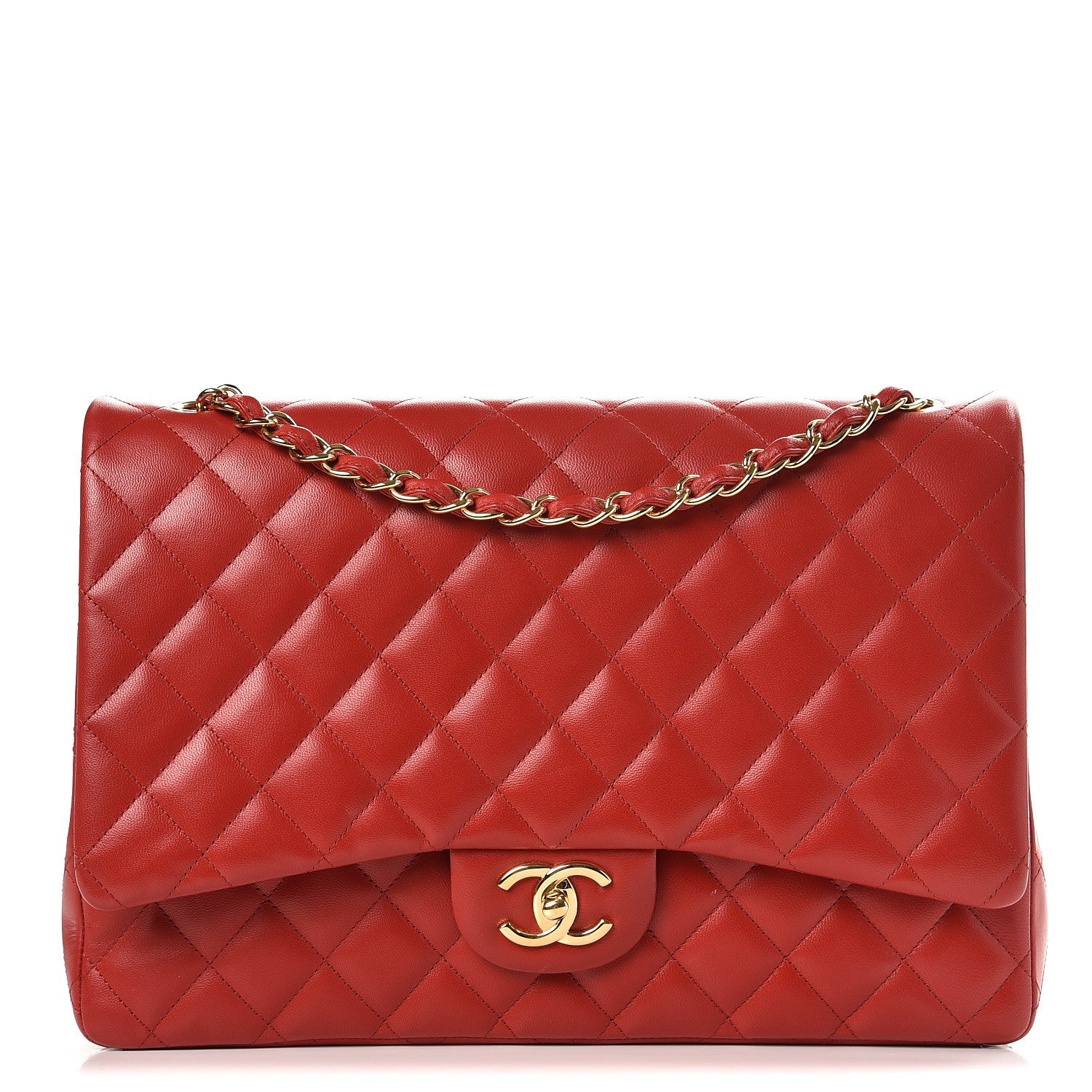 Chanel Lambskin Quilted Maxi Double Flap Red 1 of 11