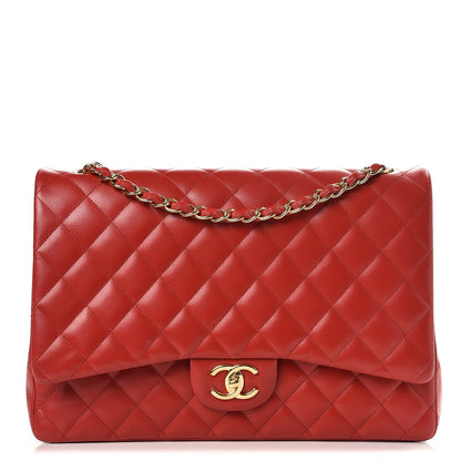 Chanel Lambskin Quilted Maxi Double Flap Red 1 of 11