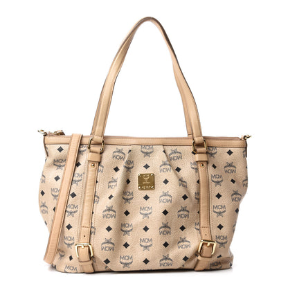 MCM Visetos Medium Essentials Shopper Tote Beige 1 of 12